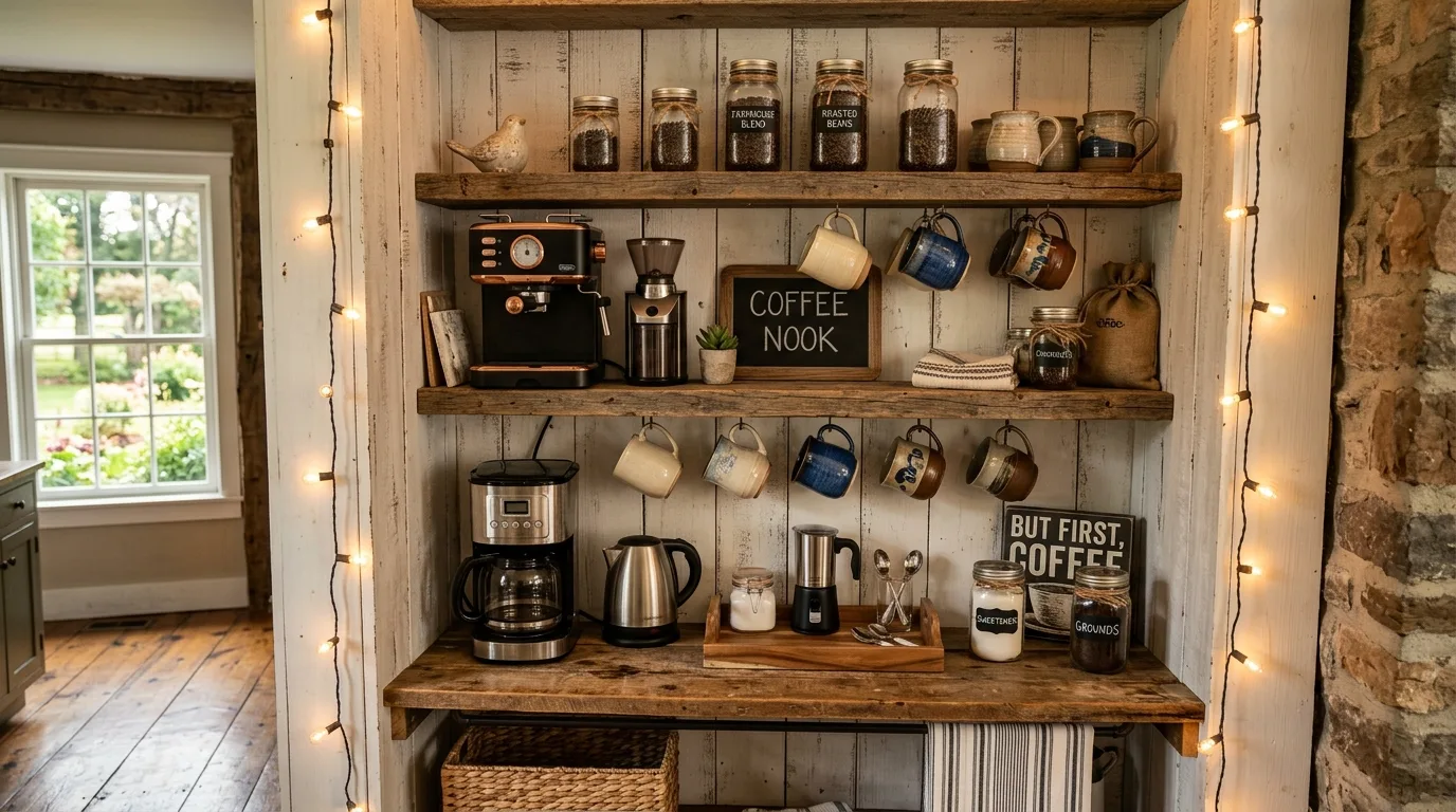 Use glass jars to make everyday supplies look better inspiration for a home coffee bar.